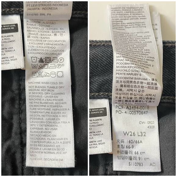 Levi's Baggy Dad Jeans Women's 26x32 Black Straight Leg Mid-Rise Distressed NWT - Picture 8 of 13